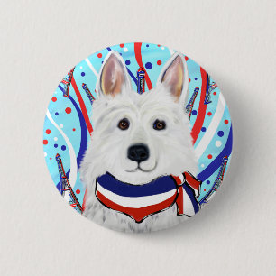 White German Shepherd 6 Cm Round Badge