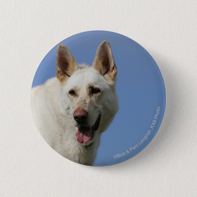 White German Shepherd 6 Cm Round Badge (Front)