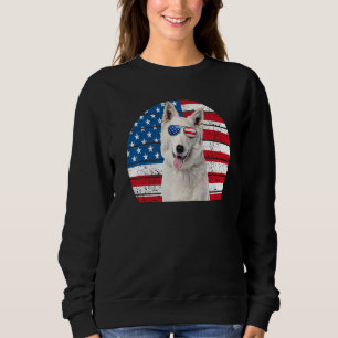 White German Shepherd American Flag 4th July Gsd D Sweatshirt
