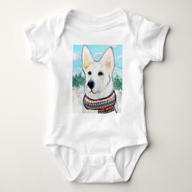 White German Shepherd  Baby Bodysuit (Front)