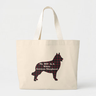 WHITE GERMAN SHEPHERD BFF Gifts Large Tote Bag
