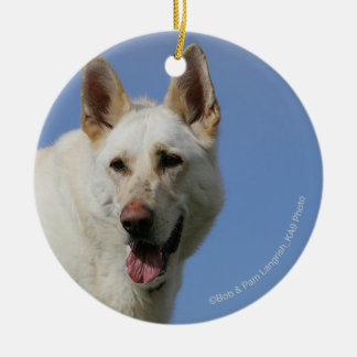 White German Shepherd Ceramic Tree Decoration