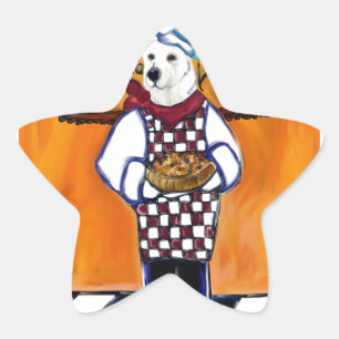 WHITE GERMAN SHEPHERD CHEF STAR STICKER