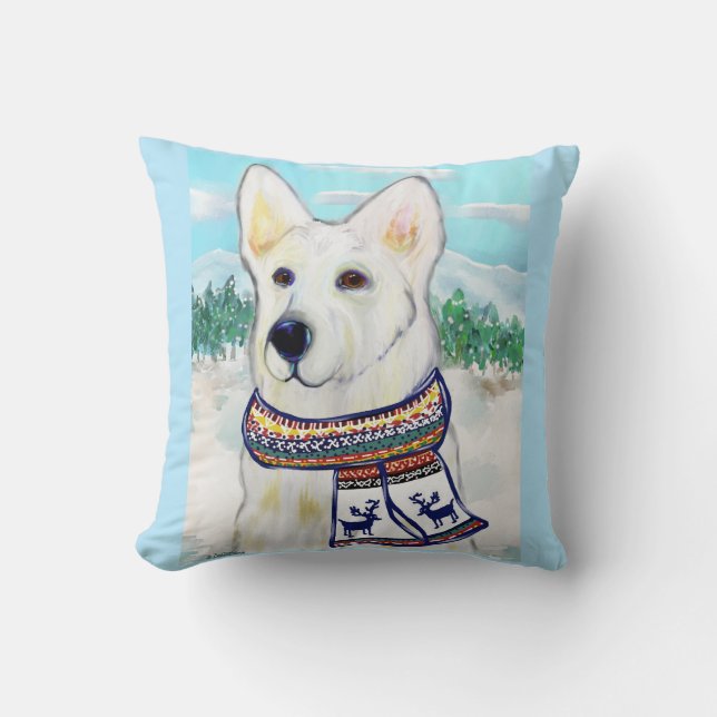 WHITE GERMAN SHEPHERD CUSHION (Front)