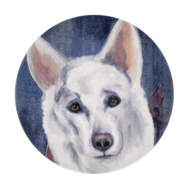 WHITE GERMAN SHEPHERD    CUTTING BOARD (Front)