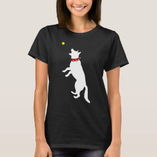 White German Shepherd Dog Gsd Catching Yellow Tenn T-Shirt