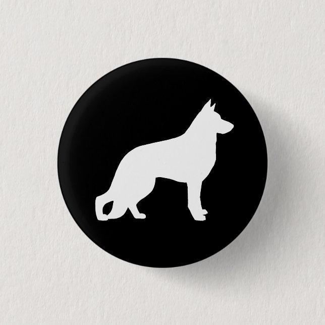 White German Shepherd Dog Silhouette 3 Cm Round Badge (Front)