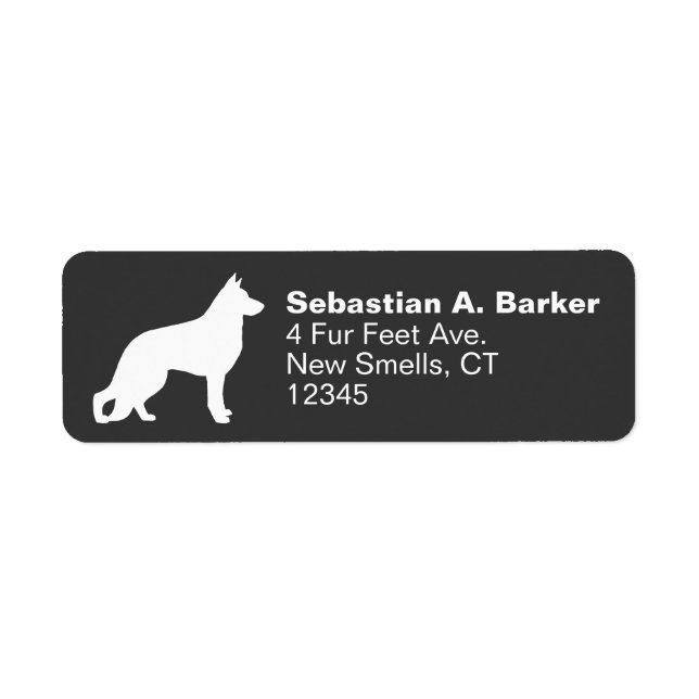 White German Shepherd Dog Silhouette Custom Return Address Label (Front)