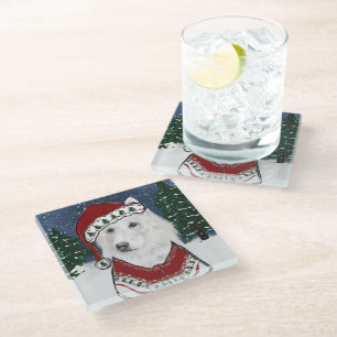 White German Shepherd Glass Coaster