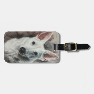 White German Shepherd GSD happy dog Luggage Tag