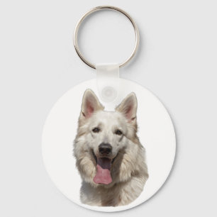 white german shepherd key chain