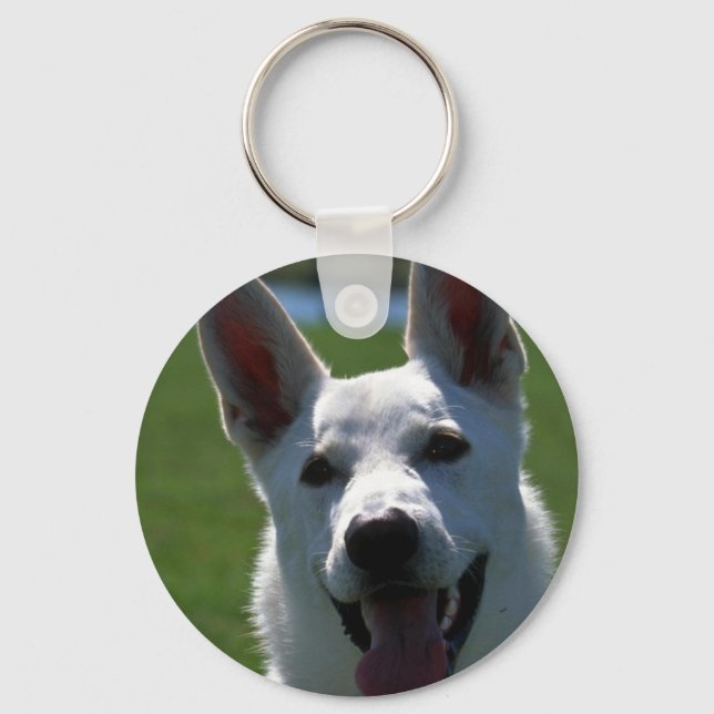 White German Shepherd Key Ring (Front)