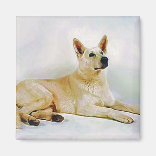 White German Shepherd Magnet (Front)