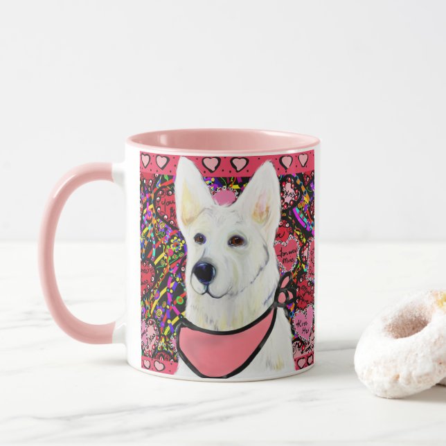 White German Shepherd Mug (With Donut)