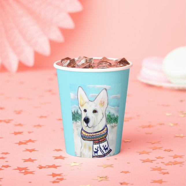 White German Shepherd   Paper Cups (Insitu)