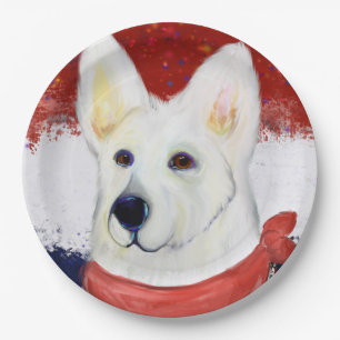 White German Shepherd Paper Plate