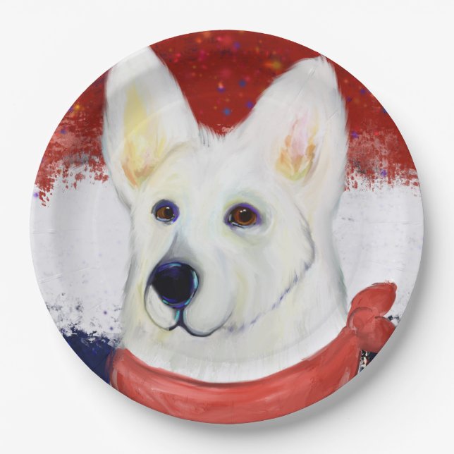  White German Shepherd     Paper Plate (Front)