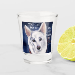 WHITE GERMAN SHEPHERD SHOT GLASS