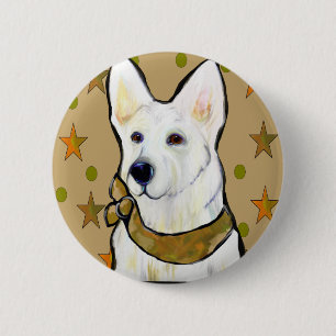 White German Shepherd Soldier 6 Cm Round Badge