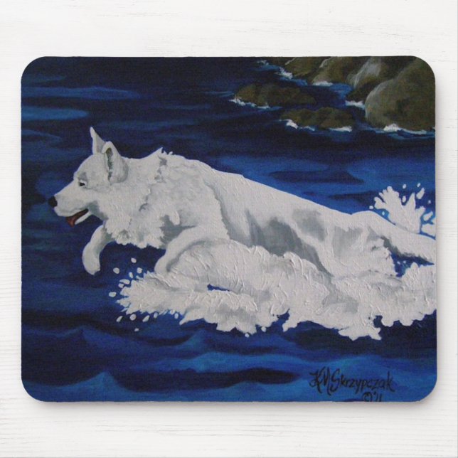 White German Shepherd Splash Mouse Pad (Front)