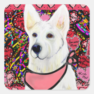 White German Shepherd Square Sticker