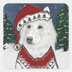 White German Shepherd Square Sticker