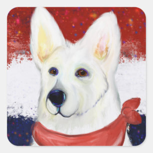 White German Shepherd Square Sticker