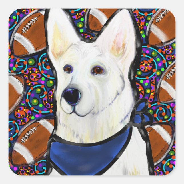 White German Shepherd Square Sticker (Front)