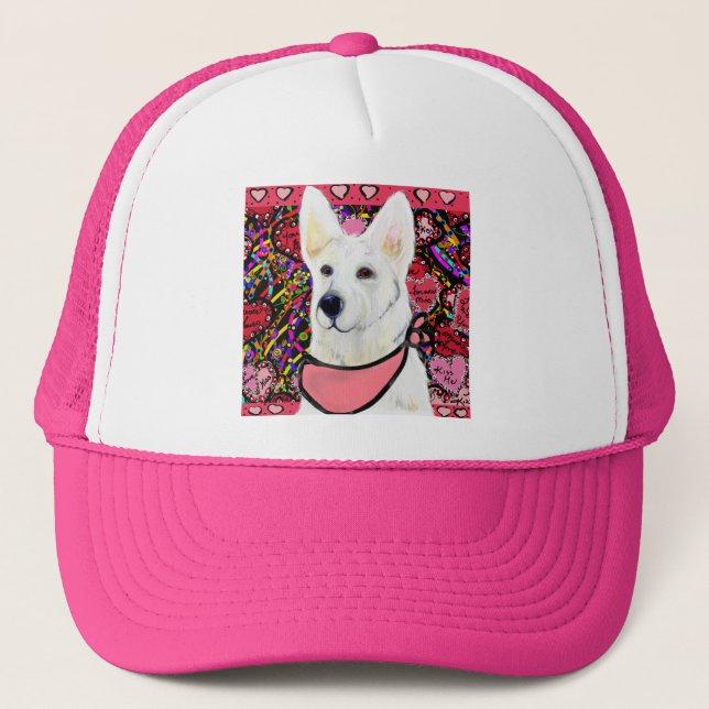 White German Shepherd Trucker Hat (Front)