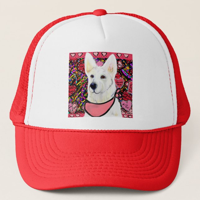 White German Shepherd Trucker Hat (Front)