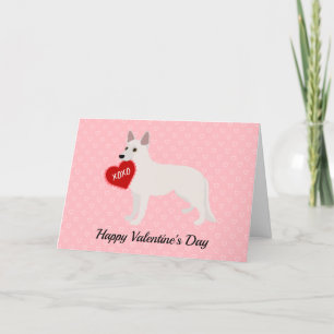 White German Shepherd Valentine's Day Holiday Card