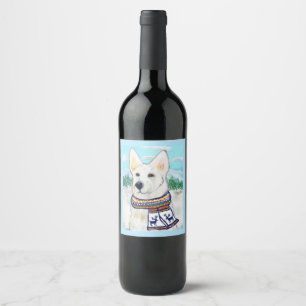 White German Shepherd Wine Label
