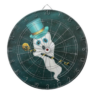White Ghost Dressed Up in Top Hat Fancy Cane Sky Dartboard