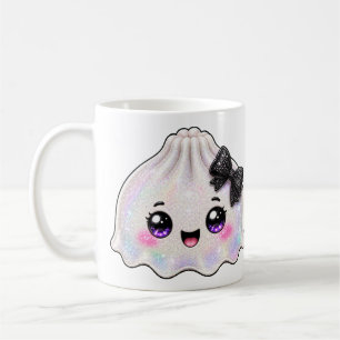 White Ghost Dumpling Squishy Halloween Black Coffee Mug