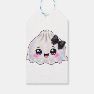 White Ghost Dumpling Squishy Halloween Black  Gift Tags