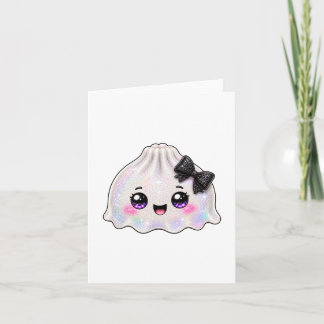 White Ghost Dumpling Squishy Halloween Black Invitation