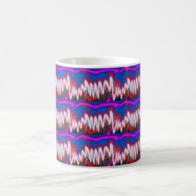 White ghost waves art coffee mug (Center)