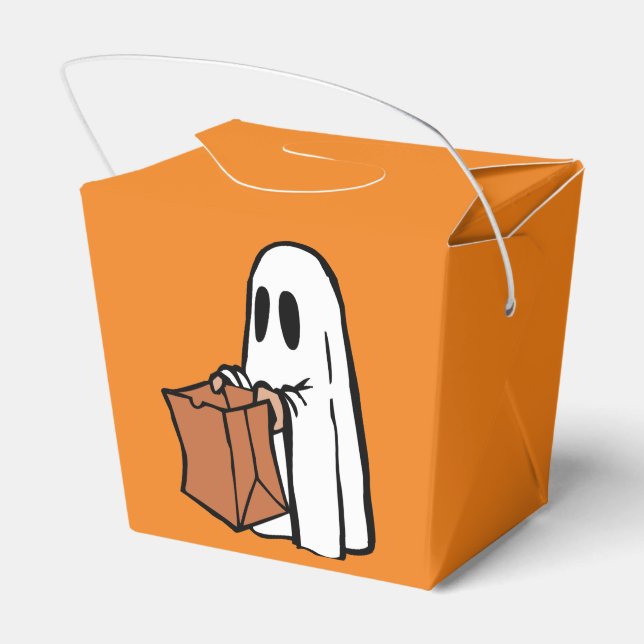 White Ghost with Trick-or-Treat Bag Goodie Box (Back Side)