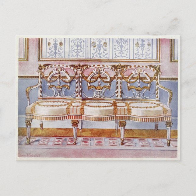 White Gilt and Painted Settee by Edwin Foley Postcard (Front)