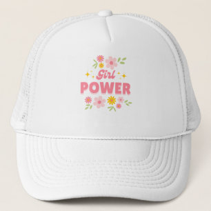white girls power flower design cap