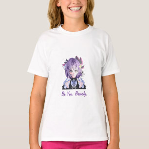 White Girl's Tshirt With Graphic Design at Front