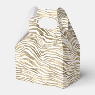 White Glam Gold Zebra Animal Print   Favour Box