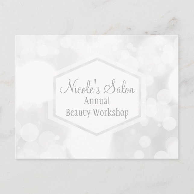 White Glamour Lights Bokeh Chic Event Postcard (Front)