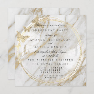 White Glass Bubble Wedding Engagement Marble Invitation