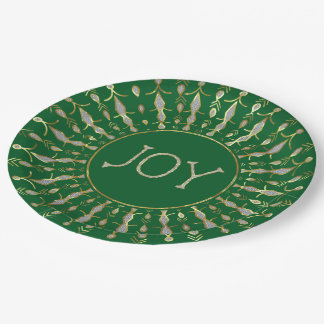 White Glitter Abstract Christmas Snowflakes Paper Plate