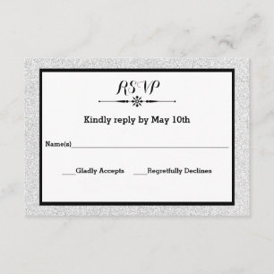 White Glitter and Black Frame- RSVP Response Card