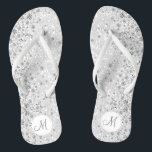 White Glitter and Diamond Thongs<br><div class="desc">Beautiful and very elegant looking Flip Flop Shoes with faux white diamonds on a faux white glitter background ready for you to personalise with your initial. ⭐This Product is 100% Customisable. *****Click on CUSTOMIZE BUTTON to add, delete, move, resize, changed around, rotate, etc... any of the graphics or text or...</div>