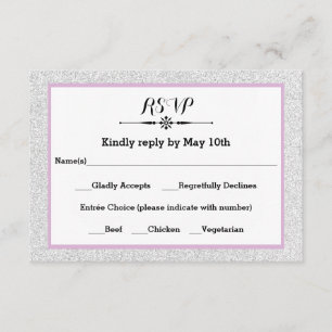 White Glitter and Lilac Frame- RSVP Response Card