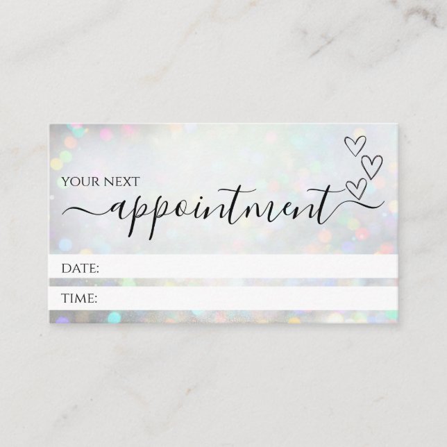 White Glitter Dust Business Appointment Cards (Front)