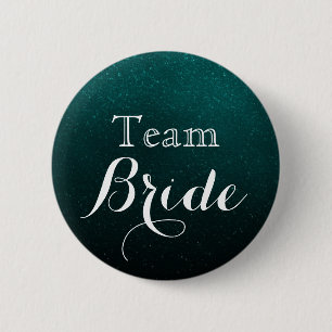 white & Glitter Green Wedding Team Bride 6 Cm Round Badge
